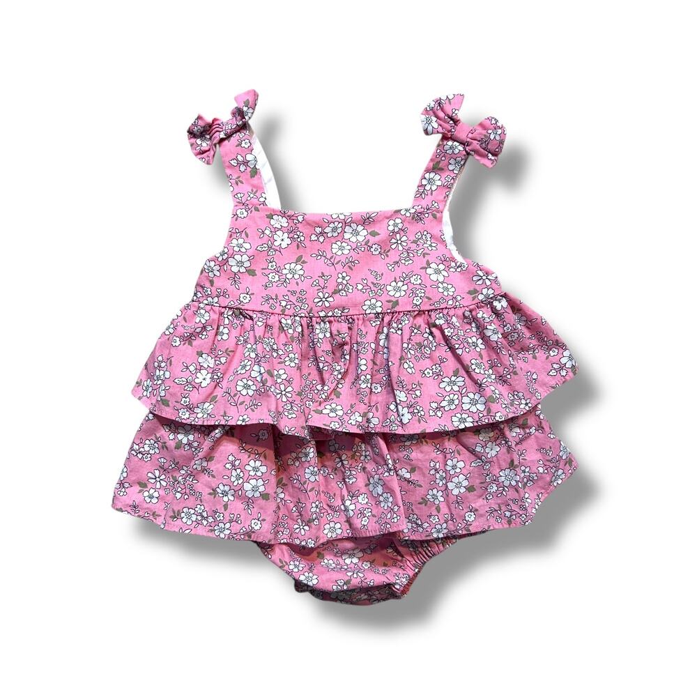 Petit Confection Floral Tiered Romper, 3 Months